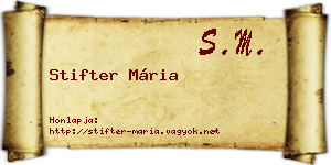 Stifter Mária névjegykártya